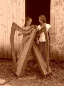 Allison Miller (right) and her sister, Sairey perform as a harp duo known as